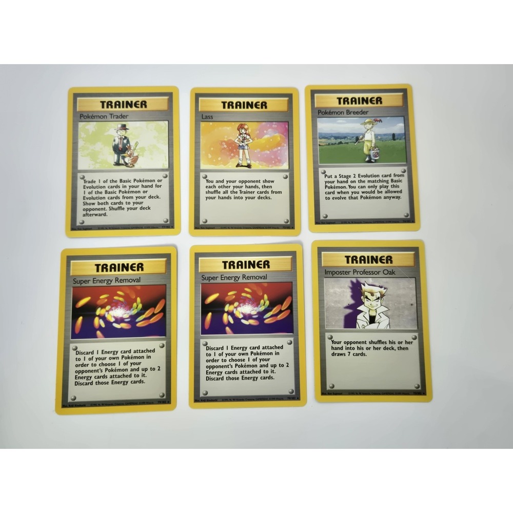 Pokemon Card Base set Trainer card lot of 6 75/102 Breeder Trainer Lass